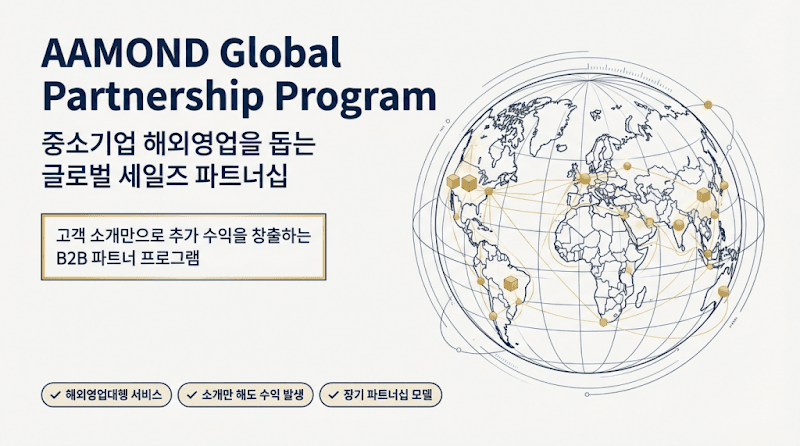 중소기업 해외영업, AAMOND 글로벌 파트너십으로 쉽게 성공하고 패시브 인컴 창출!